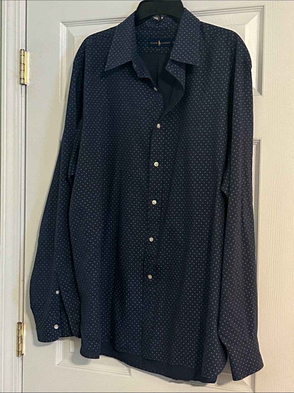 Ralph Lauren Navy Microdot Button-Down Dress Shirt